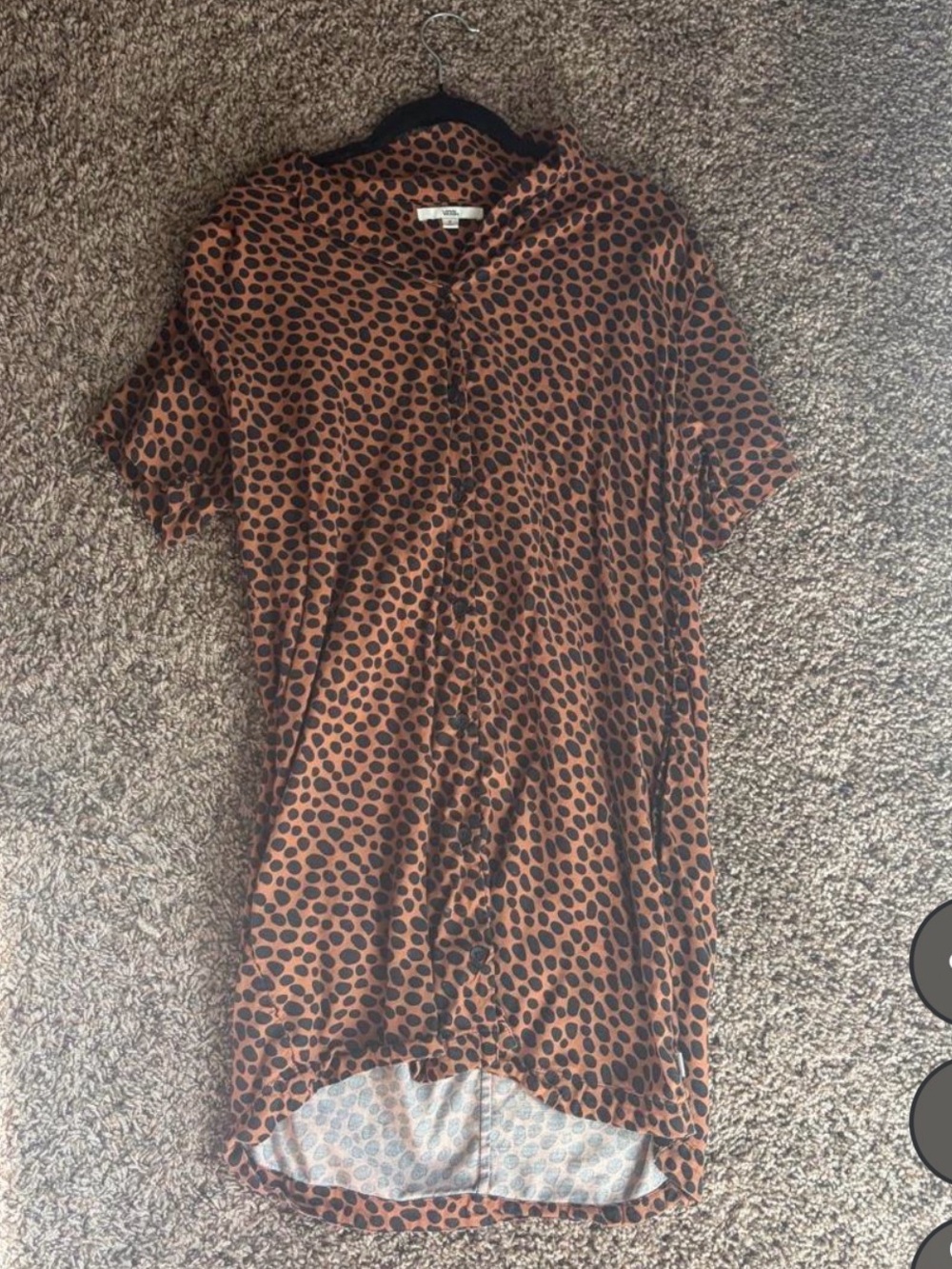 Vans Brown and Black Polka Dot Button-Down Shirt